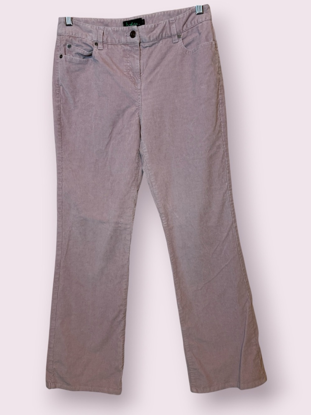 Boden Women's Fine-Wale Corduroy Bootcut Pants Dusty Pastel Pink Mid Rise 10 R